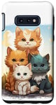 Coque pour Galaxy S10e Mignon anime chat photo de famille sur rocher ensoleillé jour portrait