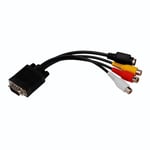 Black-< =0.5m -Adaptateur de sortie AV TV Composite VGA mâle vers s vidéo 3,Jack RCA femelle,convertisseur de câble vidéo pour ord