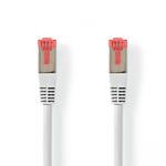 Cat 6-kabel RJ45 han, S/FTP, PVC, hvid, 1 m