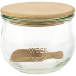 Vetrerie Bonosa Weck Bocal de conservation en forme de tulipe avec couvercle en bois et pelle 500 ml