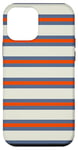 Coque pour iPhone 12 mini Orange Bleu rayé Esthétique Girly Preppy Rayures blanches