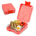 schmatzfatz Easy Bento Lunch Box Enfant - Sans BPA - Boîte à repas avec 4 compartiments - Ouverture et Nettoyage Facile - Idéal pour l'école, Sport et la Maternelle (Corail)