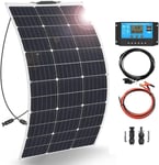 Kit Panneau Solaire Souple 12V 100w Panneau Solaire flexible Monocristallin Module 10A USB Contrôleur Câble pour bateau RV camping car voiture (100W Kit)