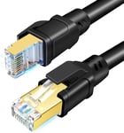 Câble Ethernet CAT8 3m, Super rapide 40Gbps 2000MHz, Résistant Durable SFTP Internet Réseau LAN Câble avec RJ45 plaqué or pour routeurs, modems, jeux, Xbox, PC (3 Mètre, Noir).[G3098]