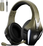 Casque Gaming Sans Fil, Wireless Casque De Jeu, Pour Ps4/Ps5/Pc/Switch, Récepteur 2.4Ghz, Son 7.1, Microphone Antibruit, Lumières Led