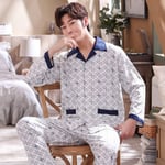 Homme Pyjama Set,Pyjamas En Coton Pur Automne Et Hiver Pour Les Vêtements Pour Hommes Costumes Maison Manches Longues Vêtements De Nuit Masculins Vêtements De Nuit Imprimé Pyjama Pantalon Deux Pi