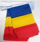 GUIRLANDE 6 mètres 20 DRAPEAUX ROUMANIE 21x15 cm - DRAPEAU ROUMAIN 15 x 21 cm -