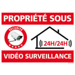 Signaletique.biz France - Panneau Propriété Sous Vidéo Surveillance, Panneau Alarme - 24h/24, Sticker, panneau pvc ou Aluminium-- Plastique pvc 1,5