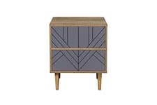 LaNatura Commode, Panneau de Particules mélaminé, tiroirs MDF laqué, Pieds en Bois d'hévéa, Gris, Naturel, Normal