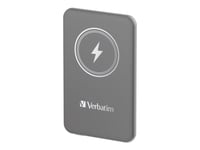 Verbatim Charge 'N' Go - Trådlös Powerbank - Magnetfäste - Li-Pol - 5000 Mah - 20 Watt - 2.4 A - Apple 2.4A, Apple Fast Charge, Bc1.2, Pd 3.0, Quick Charge 3.0 (24 Pin Usb-C) - Grå