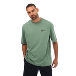 Lacoste Mens Loose Fit Large Crocodile Organic Cotton T-Shirt in Green - Size X-Small