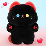 Mewaii Kawaii Peluche Chat,Jouet en Peluche pour Chat Noir,Animal en Peluche Mignon,Oreiller en Peluche pour Diable Chat,Coussin Mignon pour Chaton,Jouet Cadeau pour Petite Amie (45 cm)