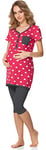 Bellivalini Pyjama Grossesse Ensemble Haut et Leggings Allaitement Maternité Femme BLV50-126 (Rose Cœurs/Graphite, M)