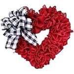 Valentine Day Heart Wreath Red Love Heart Shaped Door Wreath with Checkered8973