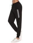 Sykooria Pantalons de Sport Femme Jogging Femme Coton Pantalons de Survêtement Pantalon Jogging Femme Pants avec Poches per Fitness Sport Noir XXL