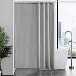 Furlinic Rideau de Douche Anti Moisissure Tissu en Polyester Imperméable Rideaux de Douche Textile Lavable pour Baignoire ou la Salle de Bain 12 Crochets de Rideau Douche Gris-180x200cm.