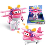 Super Wings Ellie Avion Jouet Transformable et Figurine Robot, Robot Transformable du Dessin Animé, Jouet Enfant 3 4 5 6 7 8 Ans Garcon Fille - 12 cm, Rose