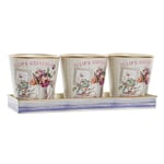 Set med krukor DKD Heminredning Rosa Gyllene PVC Aluminium Shabby Chic 38 x 13 x 14 cm (3 Styck)