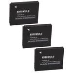 EXTENSILO 3x Batteries compatible avec Canon PowerShot D10, S90, SD770is, S95, S120, D20 appareil photo, reflex numérique (1000mAh, 3,7V, Li-ion)