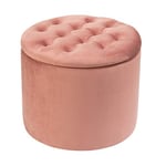 Baroni Home Pouf de Rangement en Velours avec Couvercle Ouvrable, Repose-Pieds de Salon et Chambre, Tabouret de Séjour avec Compartiments Porte-Chaussures et Petits Objets, Rose, 18,5x49 cm