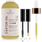 PROLIXIR Organic Castor Oil with Biotin & Vitamin E Growth Serum for Eyebrows, Eyelashes, Hair, Nails & Skin - Eyelash Growth Serum, Hair Growth Oil, Thicker Brows & Lashes, Nail Strengthener