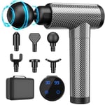 Muscle Massage Gun Deep Tissue for Athletes, Percussion Massagers for Neck Back, Shoulder Body Pain Relief, 30 Speeds Quiet Handheld Massager, LCD Touch Screen with 6 Heads,Gifts for Men