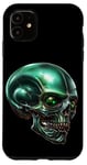 Coque pour iPhone 11 Green Alien Skull Graphic For Men Aesthetic Skeleton Face