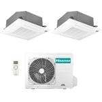 Hisense - dual split cassette air conditioner 9+12 with 2amw42u4rgc r-32 wi-fi optional 9000+12000 with remote control and panel included - new