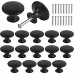 Boutons de Placard Boutons de Tiroir Vintage, 30mm Tiroir de Porte Poignée, Rond Bouton de Meubles, Boutons de Porte, Poignées de Meuble pour Armoire Cuisine, Tables Chevet 16PCS (Noir)