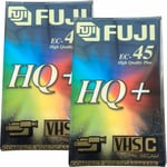 2 FUJI HQ+ 45 Minute VHS-C VHS-C Compact Camcorder Video Tape Cassette EC-45