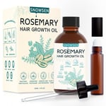 SNOWSEN Rosemary Oil for Hair Growth, 4 Fl Oz Rosemary Castor Hair Oil & Scalp Strengthening Hair Growth Oil, Nourishes Scalp, 100% Pure Natural, Reduce Hair Loss, Improves Blood Circulation