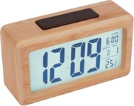 Réveil Numérique,Horloge Numérique en Bois Massif avec Mode Snooze,Réveil À Piles Horloge Numérique Radio Pilotée avec Capteur,Affichage De La Date Et De La Température pour Bureau Salon