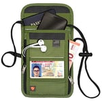 Lewis N. Clark Cache-Cou RFID, Vert Olive, One Size, Portefeuille de Voyage avec Blocage RFID pour Homme et Femme