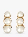 Eclectica Pre-Loved 18ct Gold Plated Faux Pearl Demi Hoop Clip-On Earrings, Dated Circa 1980s