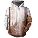 Unisex 3D Printed Hoodies,Unisex Hoodied Sweatshirt Forest Path Print White Casual Warmer Long Sleeve Drawstring Pocket Pullover Gift For Student Couple Festival,Xxl