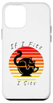 Coque pour iPhone 12 mini If I fits I sits, Cat, Tea cup p, Cartoon Happy,