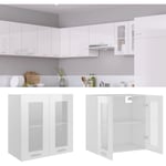 Armoire en verre suspendue Armoire de cuisine Meuble haut Cuisine Blanc brillant 60x31x60 cm Aggloméré 31298