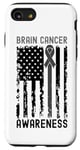 Coque pour iPhone SE (2020) / 7 / 8 Ruban gris pour la sensibilisation au cancer du cerveau - Drapeau américain