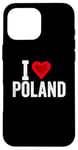 iPhone 16 Pro Max Funny Design Retro I Love Poland with a Red Heart Case