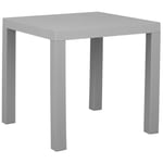 Table d'Extérieur Carrée 80 x 80 cm Gris Clair Effet Rotin Ultra Résistante et