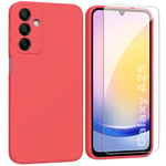 ARRYNN Coque pour Samsung Galaxy A25 5G (6,5") + Film Protection écran en Verre trempé,Housse Ultra Premium TPU Silicone Liquide Flexible pour Samsung Galaxy A25 5G - Rouge