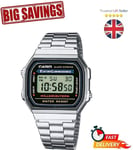 CASIO Retro Classic Unisex Digital Steel Bracelet Watch- A168WA-1YES Silver UK