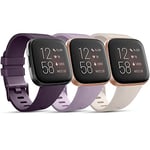 AK Pack 3 Straps Compatible with Fitbit Versa 2 Staps/Fitbit Versa Lite Strap/Fitbit Versa Strap for Women Men, Silicone Sport Replacement Compatible with Fitbit Versa 2(S,Starlight/Purple/Violet)