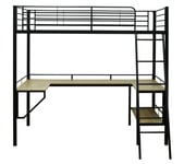 Lit mezzanine 90x190 cm MARGA avec bureau noir