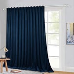 StangH Extra Long Backdrop Curtains Navy Blue Velvet Blackout Curtain Drapes Thermal Energy Efficient Window Drapes for Home Theater Apartment Living Room, Wide 100 x Long 108 inches, 1 Panel