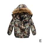 Kids Boys Children Warm Padded Winter Hooded Jacket Coat Camouflage 120cm