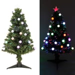 WeRChristmas 3 ft Pre-Lit Multi-Colour Fibre Optic Christmas Tree with 20 Slow Flash LED Baubles and Star Topper