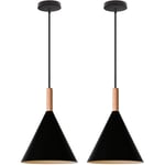 2PCS)-Lampe à Suspension Rétro Noir Abat-Jour En Métal Suspension Luminaire Vintage Plafonnier Antique Moderne E27 Pour Ferme Restaurant Cuisine Bar