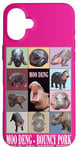 Coque pour iPhone 16 Plus Porc rebondissant Moo Deng amusant et mignon pour bébé hippopotame thaïlandais