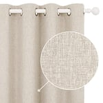 Deconovo Lot de 2 Rideaux Maison Cambre en Lin Effet Thermique Anti Froid Rideau Salon Balcon Fenêtre à Oeillets Occultant Complètement 117x183 CM Taupe